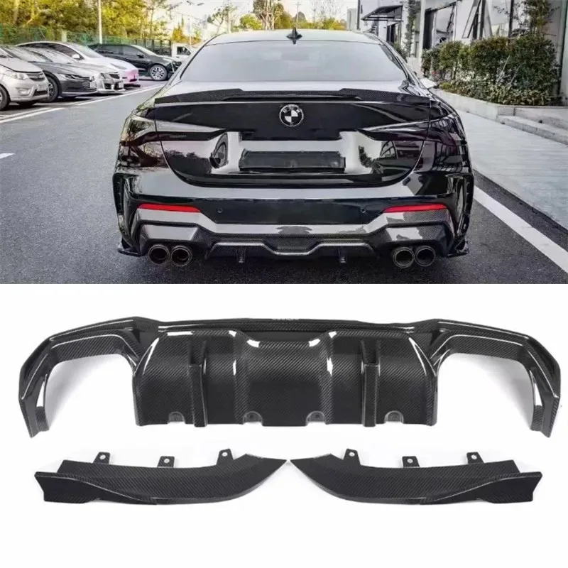

For BMW G22 425i 430i 2020 2021 2022 2023 2024 ReaI Carbon Fiber Bumper Rear Lip Baojiao Spoiler Kit