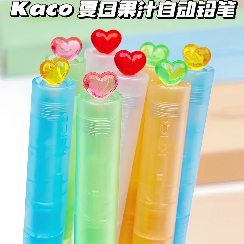 

KACO Cute 0.5mm Mechanical Pencil Colorful Transparent Barrel,Rotating Retractable Tip Anti-Break Lead Core for Smooth Writing