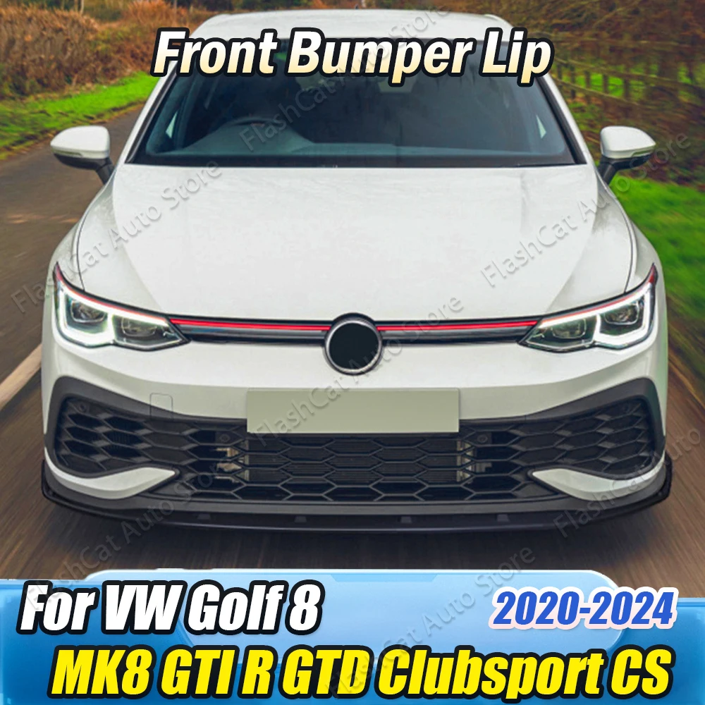 Golf 8 CS Maxton Style Canard Lip Front Bumper Lip Splitter Spoiler Splitter For VW Golf 8 MK8 GTI GTD Clubsport R CS 2020-2024