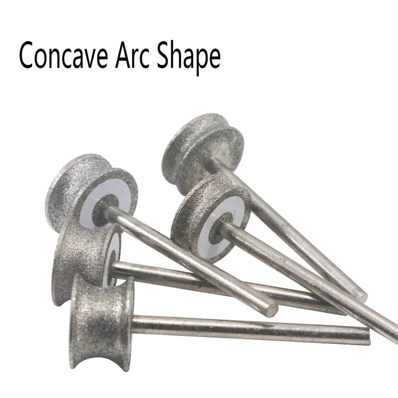B84B-1/8 Inch Shank Concave Arc Diamond Burs(5 Pcs), 80 Mesh Coarse Grit Engraving Bits Diamon Mounting Burr Tools