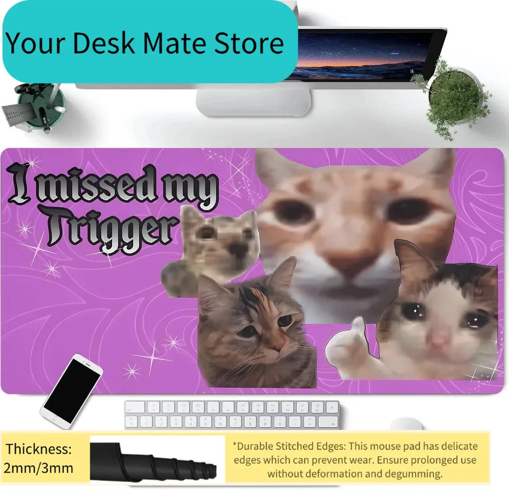 I Missed My Trigger Design Mouse Pad Game Mat Large Computer Offices Mousepad Anti-slip Playmat for MTG DTCG CCG RPG Funny Rugs