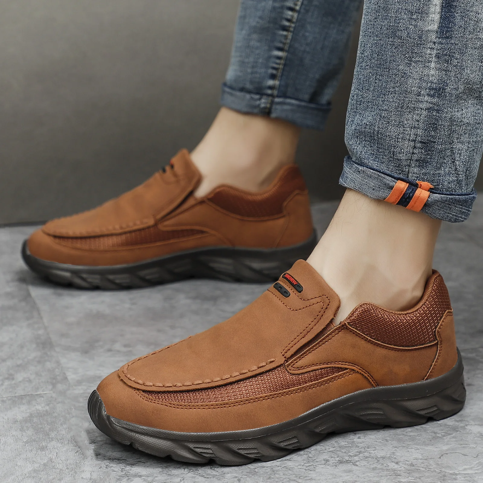 Men Leather Casual Shoes Breathable Loafers Men Sneakers 2024 New Male Comfortable Leather Flat Footwear Sneakers Men Shoes image 5