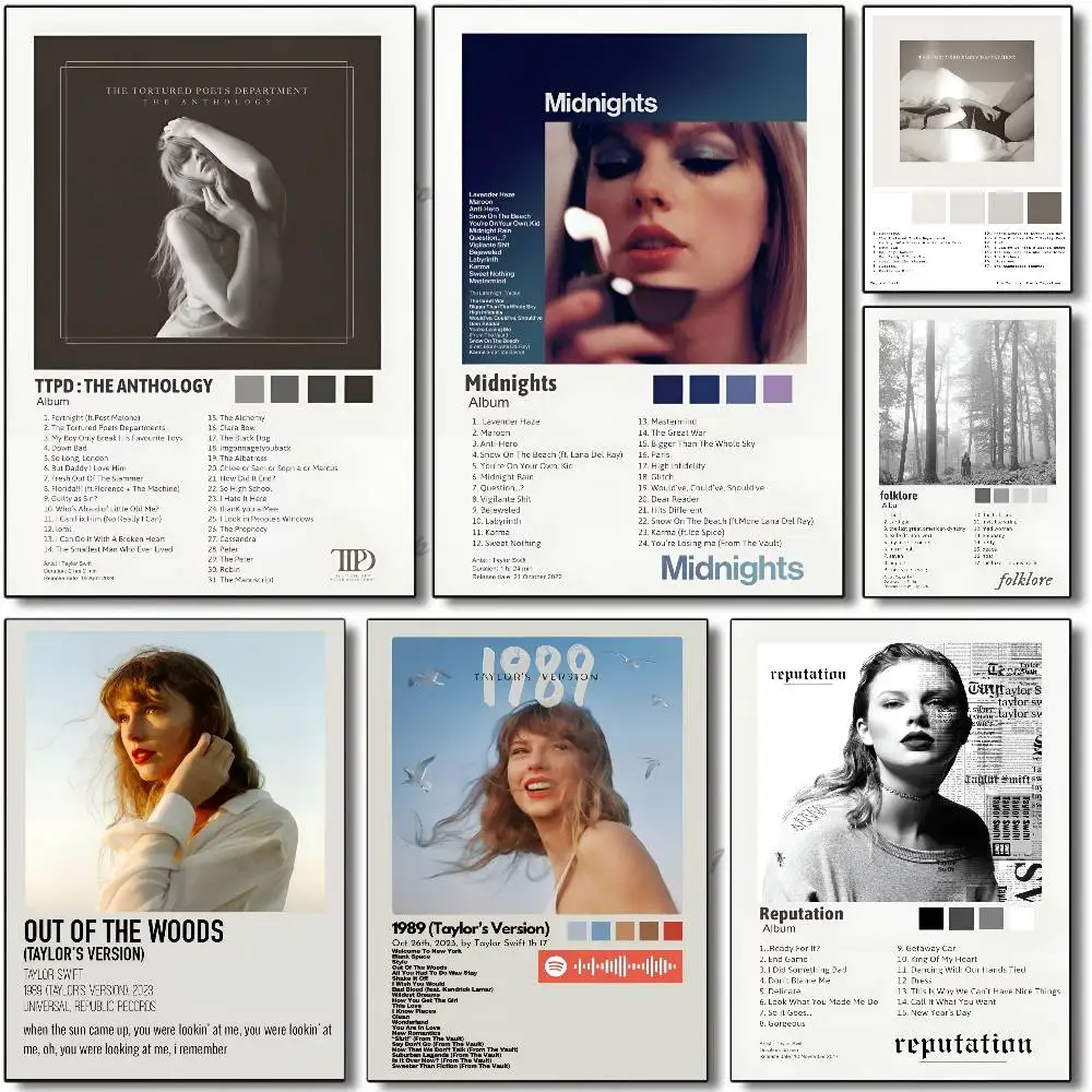 Popular T-TaylorS Singer S-SwiftS Album Poster Self-adhesive Art Room Entrance Restaurant Wall Decor Art Painting