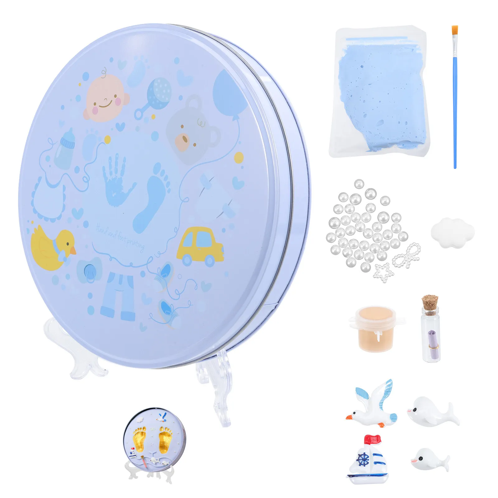 

1Set Baby Footprint Keepsake Kit Newborn Ornament Mold Lightweight Portable Safe Footprint Casting Mold Kit Baby Memory Keepsake