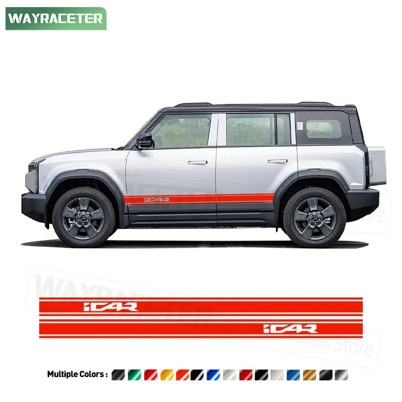 2 Pcs/Set Door Side Stripes Sticker Graphics Vinyl Decal For Chery iCAR 03 2026 Off Road 2024 2025 Accessories