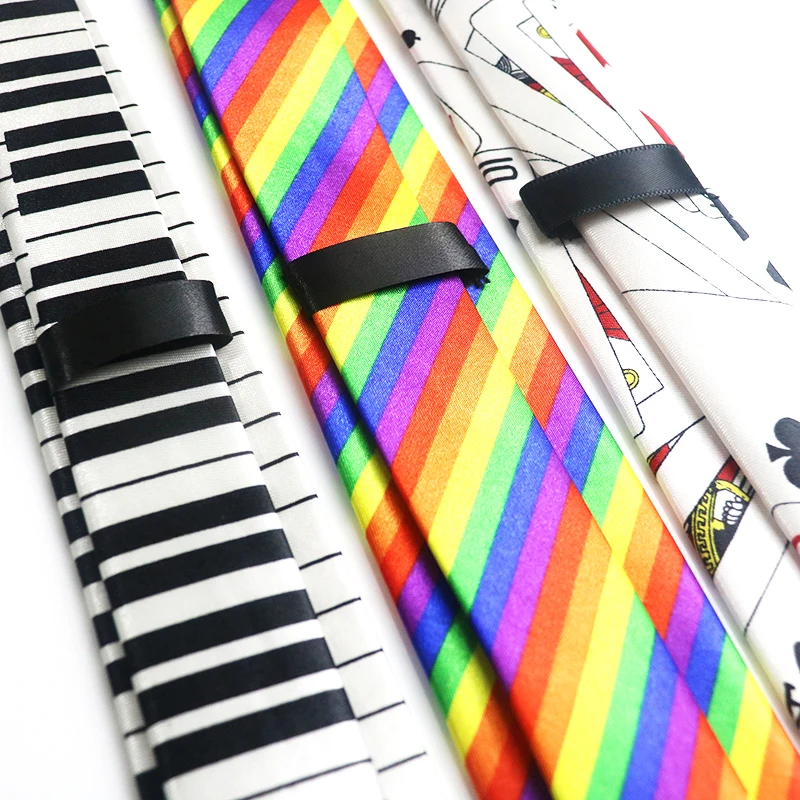 Novelty Mens 5cm Polyester Tie Skinny Musical Neckties Piano Notes Guitar Printed Colorful Cravat Wedding Party Ties Suit Gift