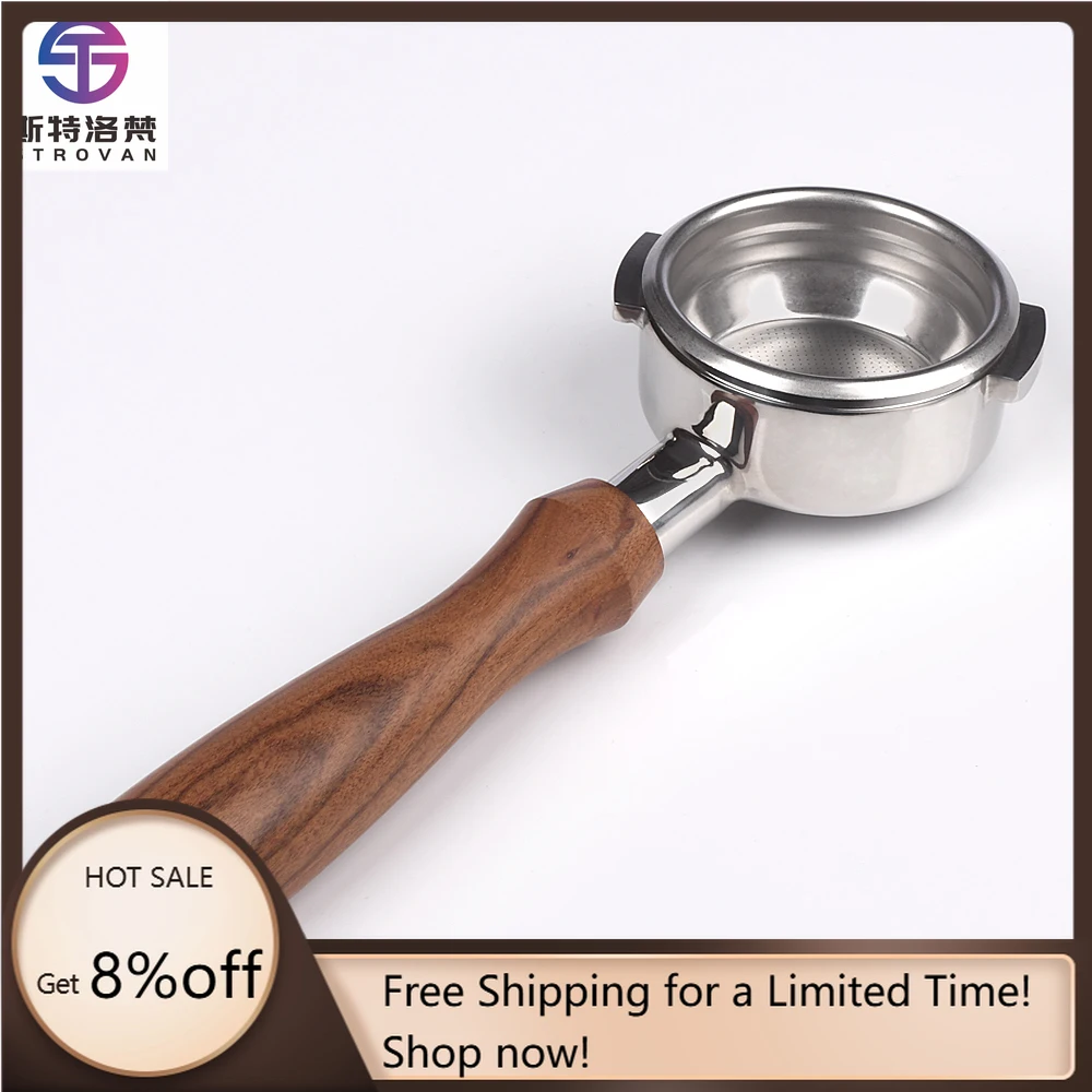 

STLF WJW Barista Accessories Stainless Steel Coffee Portafilter 58mm Coffee Bottomless Portafilter With Wood Handle Suitable for