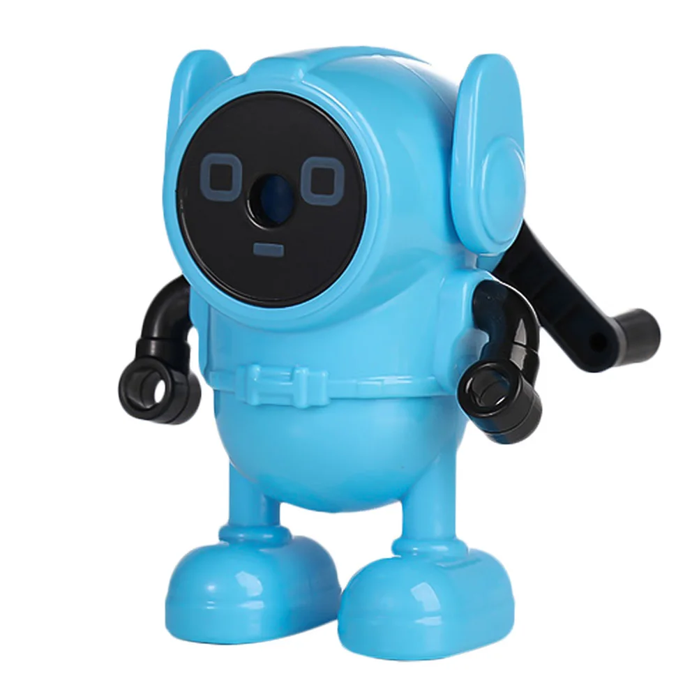 Sacapuntas de lápiz con manivela en forma de Robot Adorable, sacapuntas Manual ligero de hierro y plástico para estudiantes, escuela y oficina