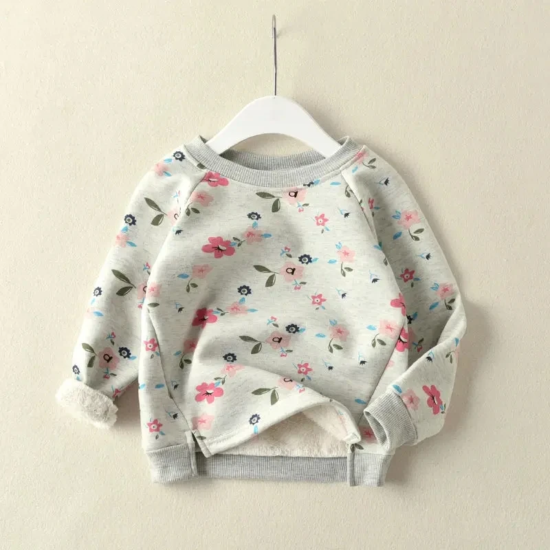 جديد الكورية نمط الفتيات قاعدة قميص الأطفال جولة الرقبة البلوز طويلة الأكمام أعلى لطيف الأزهار المطبوعة نمط طفلة أعلى