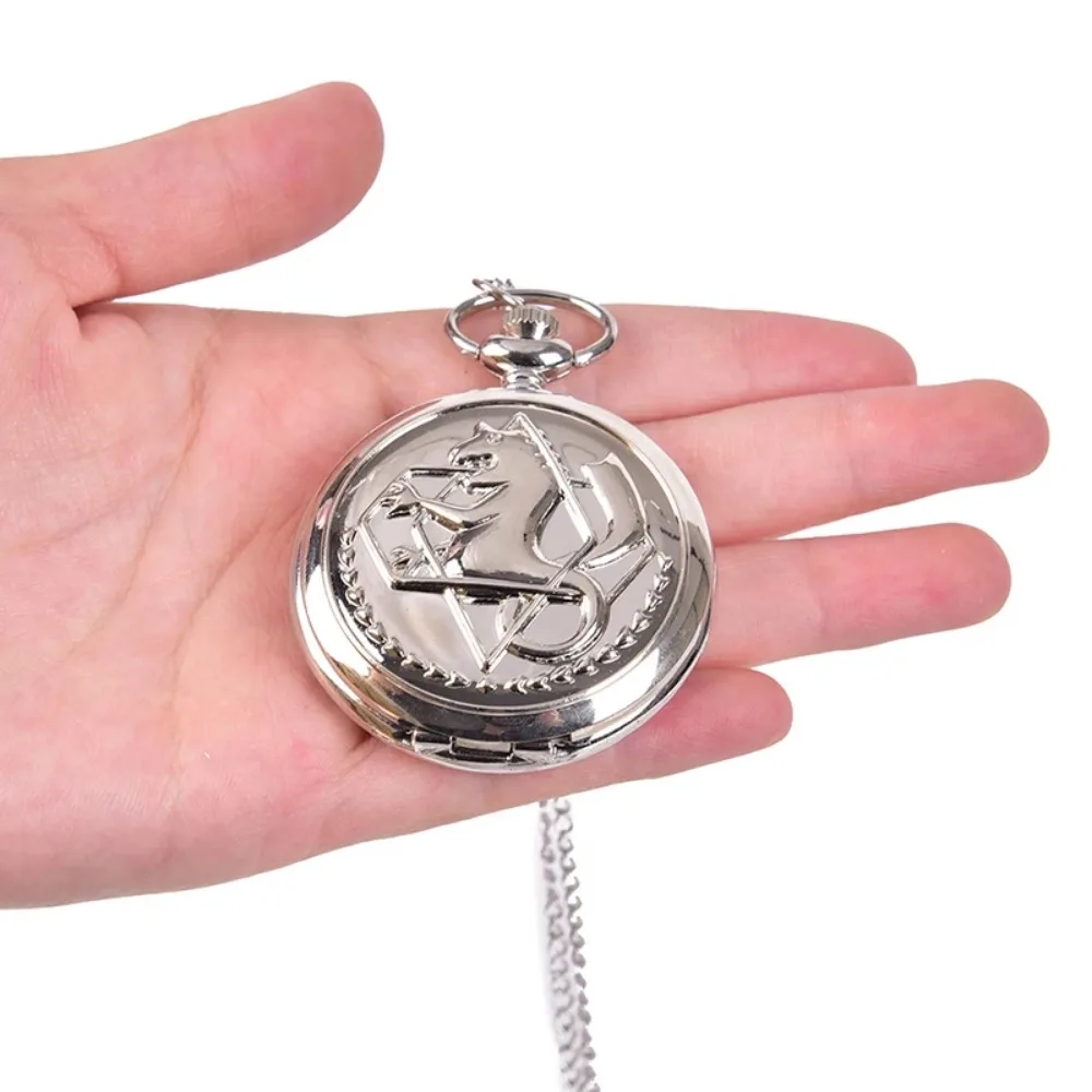 Numeri romani Vintage Full Metal Alchemist Cosplay orologio da tasca di alta qualità in metallo pieno Alchemist orologio ciondolo collana catena