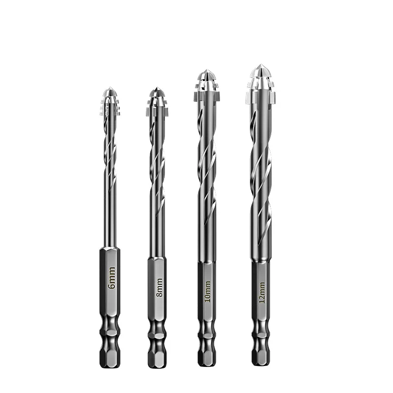 Ultra-Hard Four-Flute Sawtooth Drill Bit for Tile Concrete Brick Glass Punching Hole Saw Drill