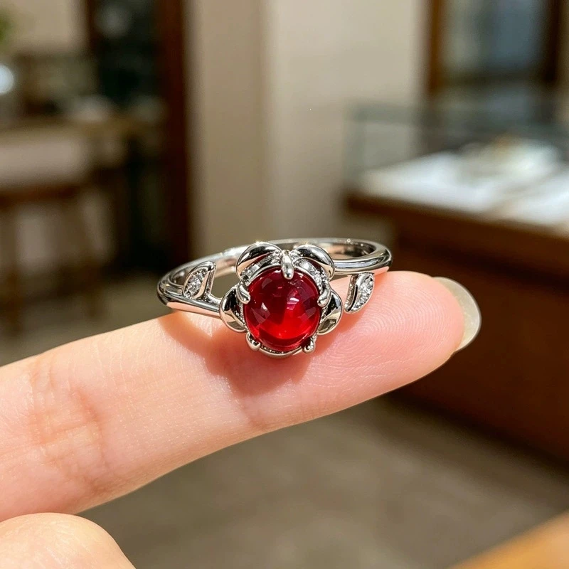 XIYANIKE Sweet Red Zircon Flower Adjustable Finger Rings For Women Girl Delicate Fashion New Jewelry Gift Party Birthday кольцо
