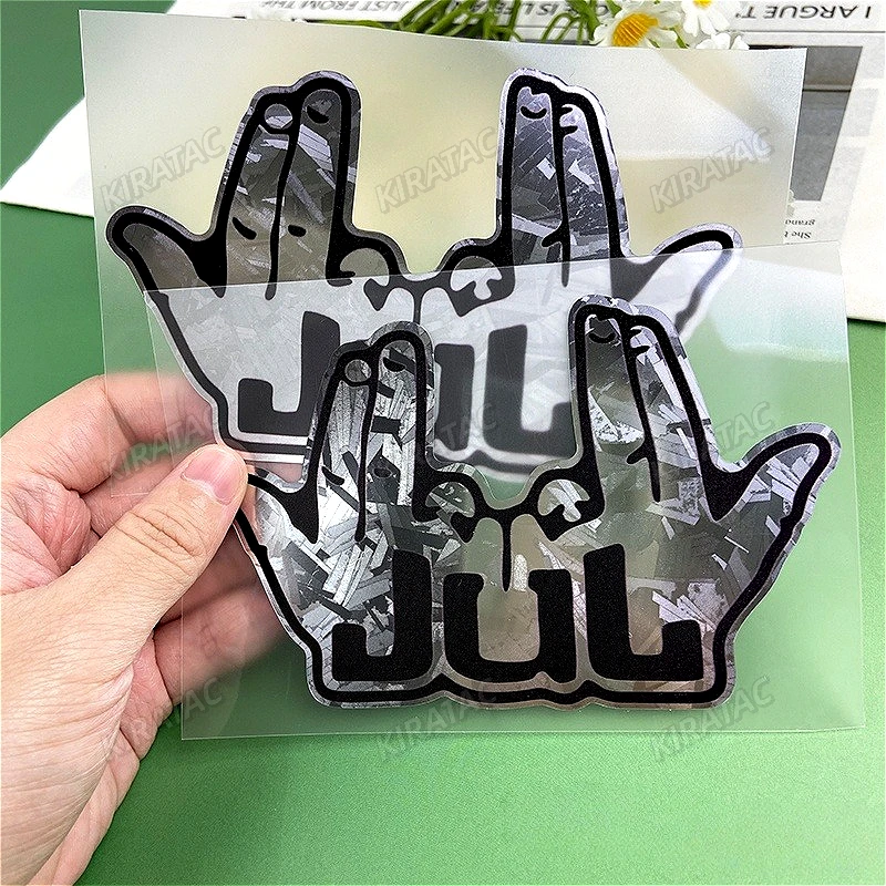 1pc Funny JUL Finger Motorcycle Sticker Waterproof Vinyl Decal for Motorbike Helmet Scooter Fuel Tank & Fairing