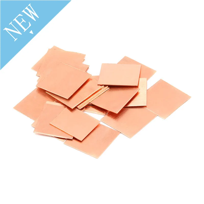 Almohadillas térmicas de cobre para ordenador portátil, 15mm x 15mm, 0,3mm, 0,5mm, 0,8mm, 1mm, 1,2mm, 1,5mm, disipador térmico de espesor, Chipset IC, GPU, CPU, 10 unidades