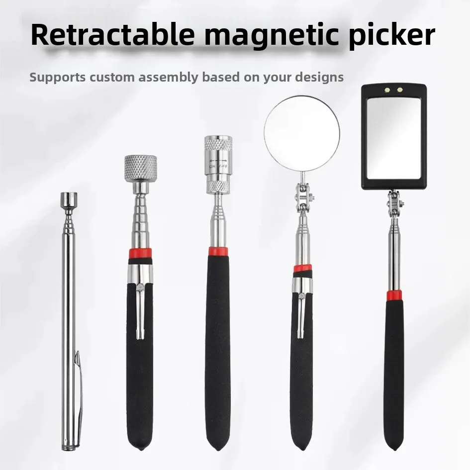 Automotive Telescopic Inspection Kit: Magnetic Pickup,Led Lighted Mirror,Magnifying Glass