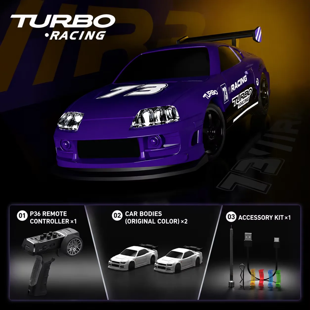 New Release 1:76 Turbo C74 On-Road RC Vehicle Millisecond Response Speed Desktop Ed`ucational Puzzle Toy