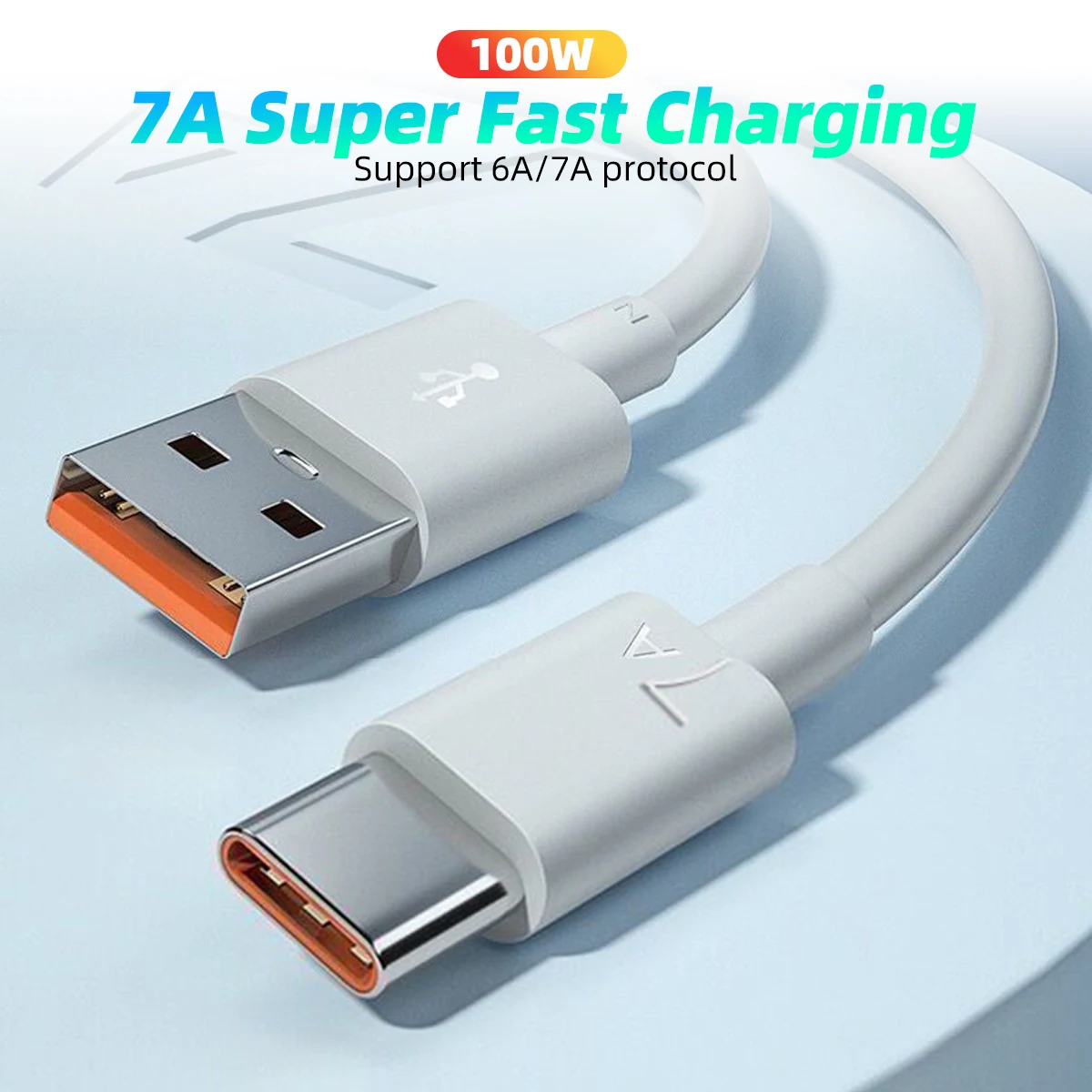 MVQF 7A Type C USB Cable Super-Fast Charge Cable for Huawei Mate 50 40 Xiaomi Samsung 100w Charging USB Charger Cables Data Cord