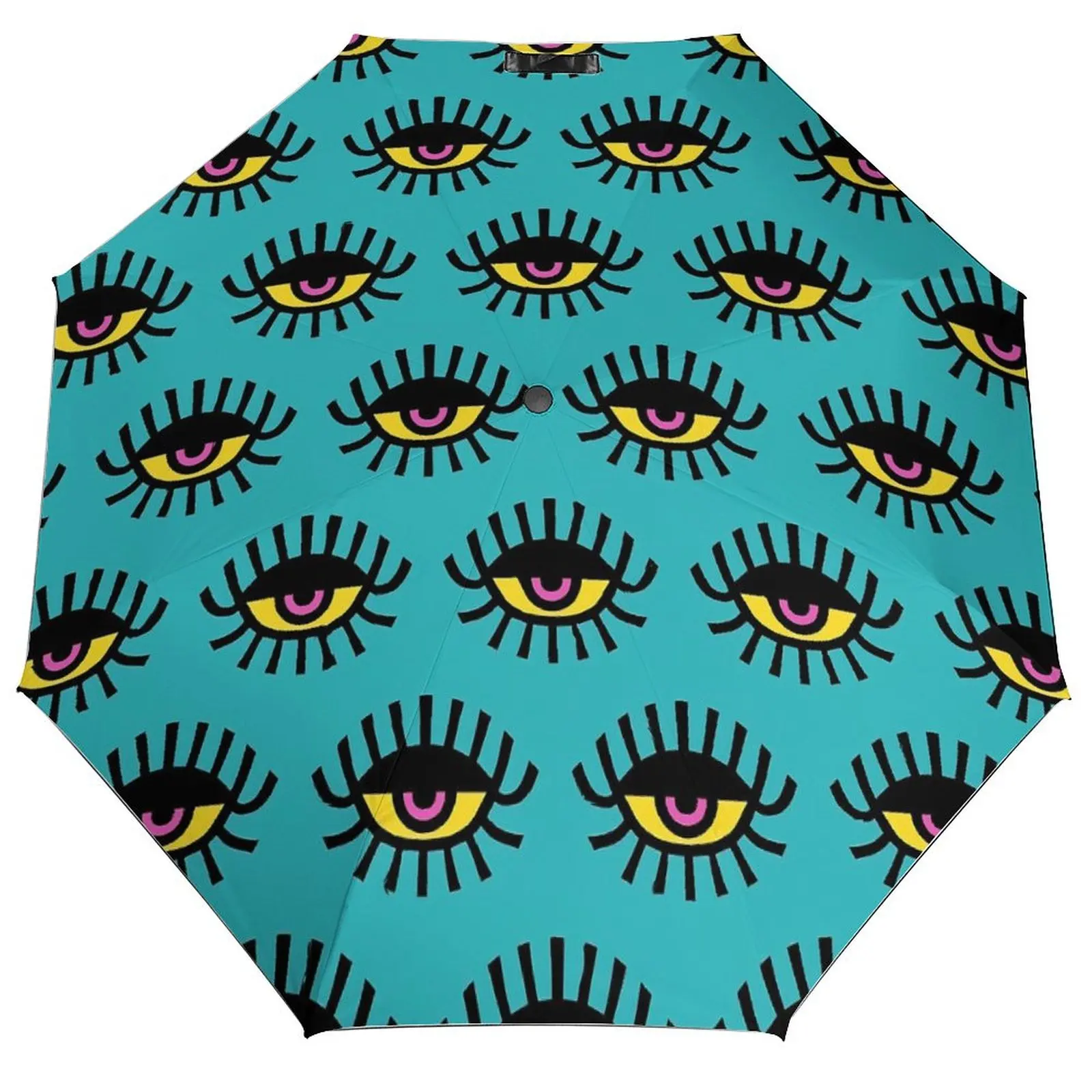 

8-рулочный 3-кратный автоматический зонт с защитой от ультрафиолета, солнцезащитный козырек, зонтик с принтом ресниц, поп-арт, глаза, дождь, модные прочные портативные зонты