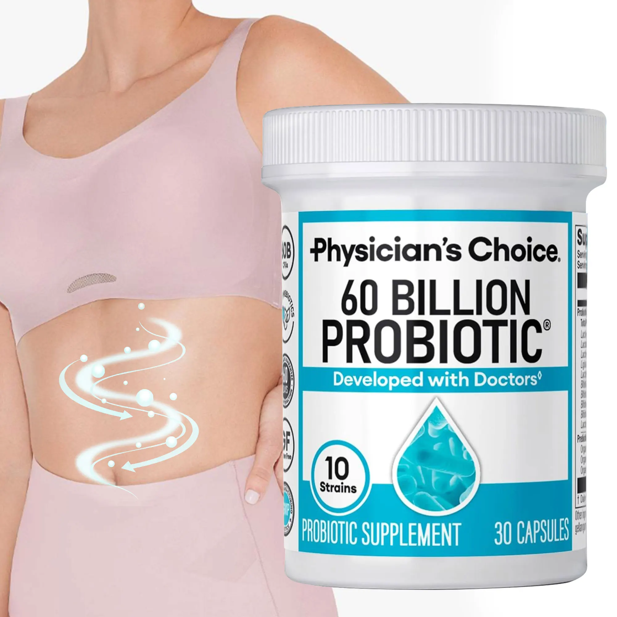 

Probiotics 60 Billion CFU - Reduces Bloating, Support Healthy Gut Flora, Improve Immunity - Multi Enzymes, Organic Prebiotics