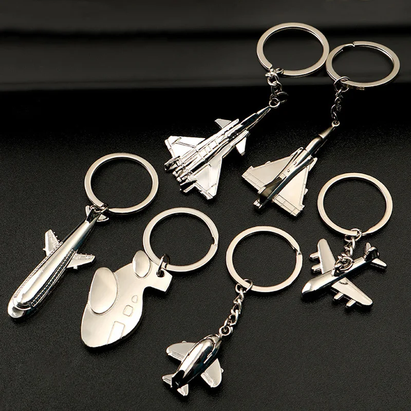 Metal Airplane Keychains Airbus Airliners Fighter Key Chain Helicopter Airplane Keyring 3D Aircraft Keychain Gift For Friend