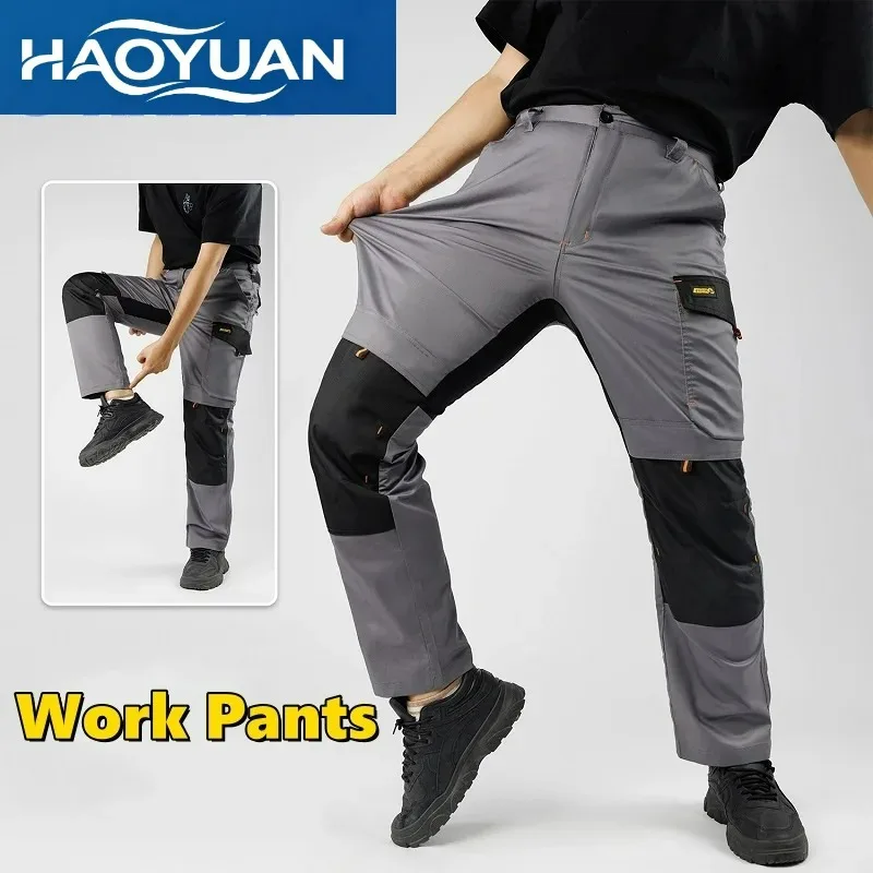 

Multi-pockets Elastic Work Cargo Pants Men Wear-resistant Protective Safety Work Trousers Outdoor Casual Sports Tactical Pants