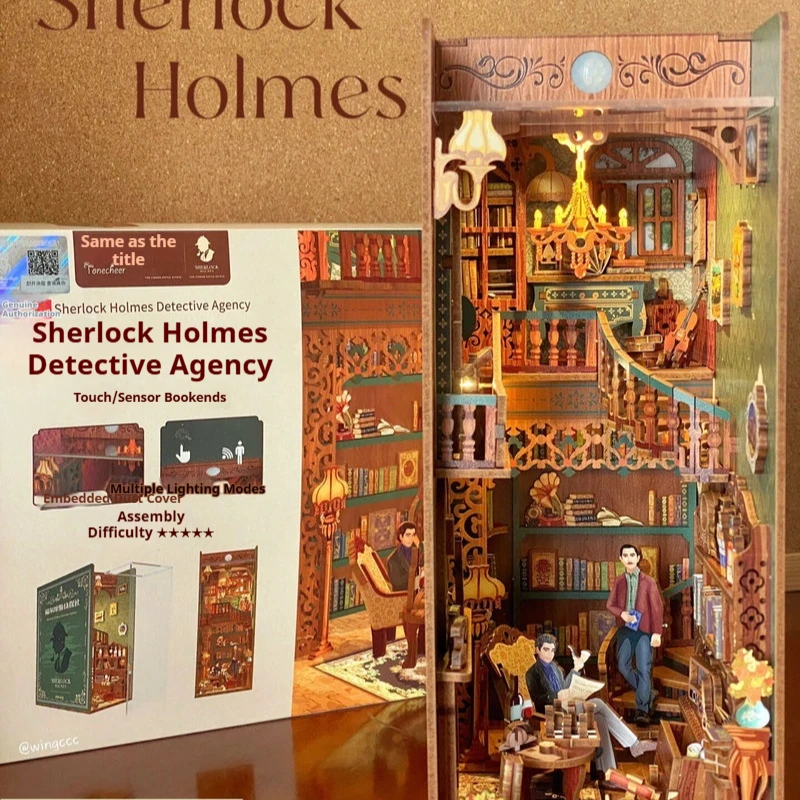 Ton echeer Diy Book Nook Sherlock Holmes 221b Baker Street Wooden Assembled Bookend Creative Home Decor Birthday Gift For Women