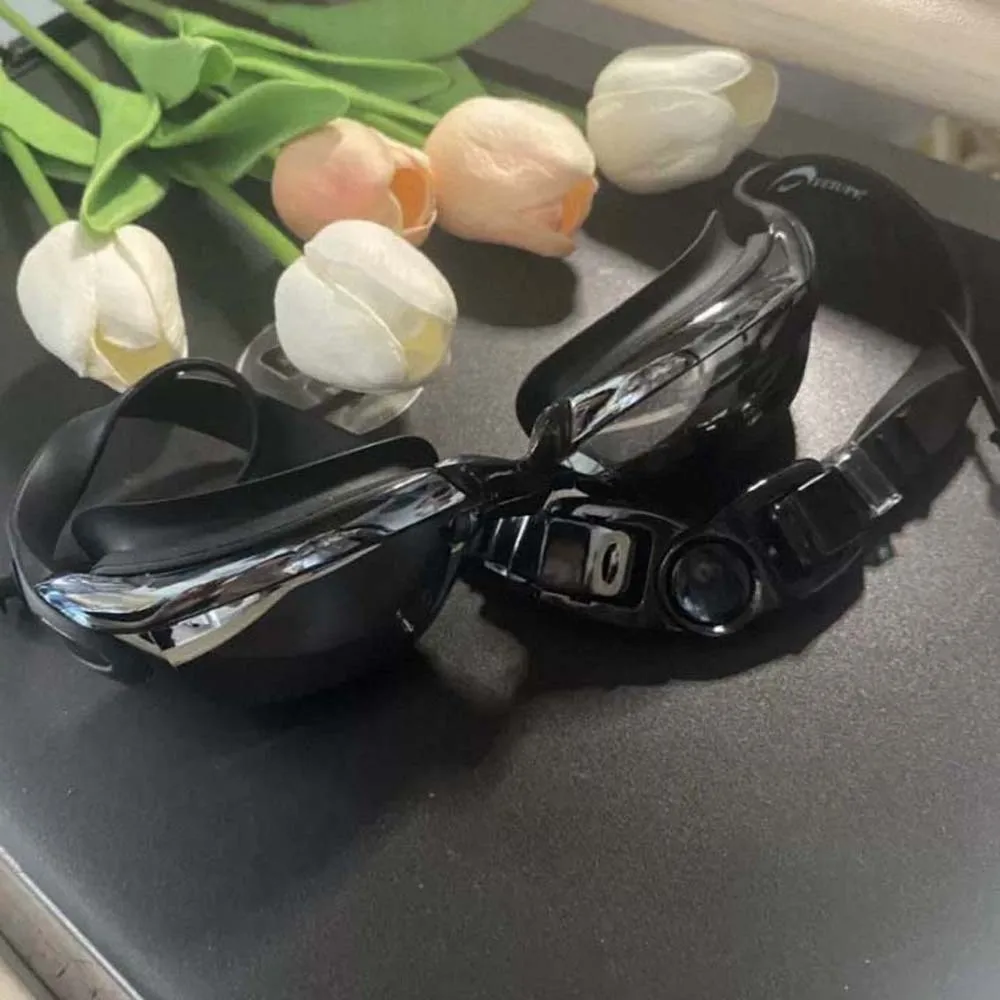 مقاوم للماء قصر النظر نظارات السباحة الكهربائي إطار كبير نظارات السباحة مع سدادات الأذن قابل للتعديل PC مكافحة الضباب نظارات السباحة