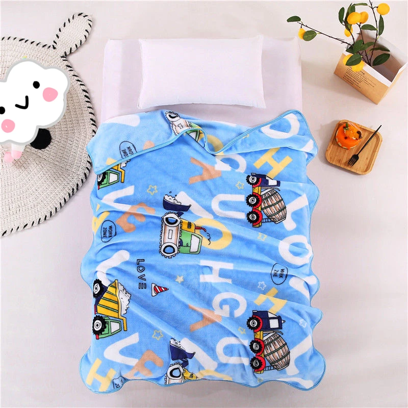 Children Double Side Plush Soft Small Blanket Cute Print Pattern Baby Keep Warm Cover Blanket Newborn Skin-friendly Hug Blanket