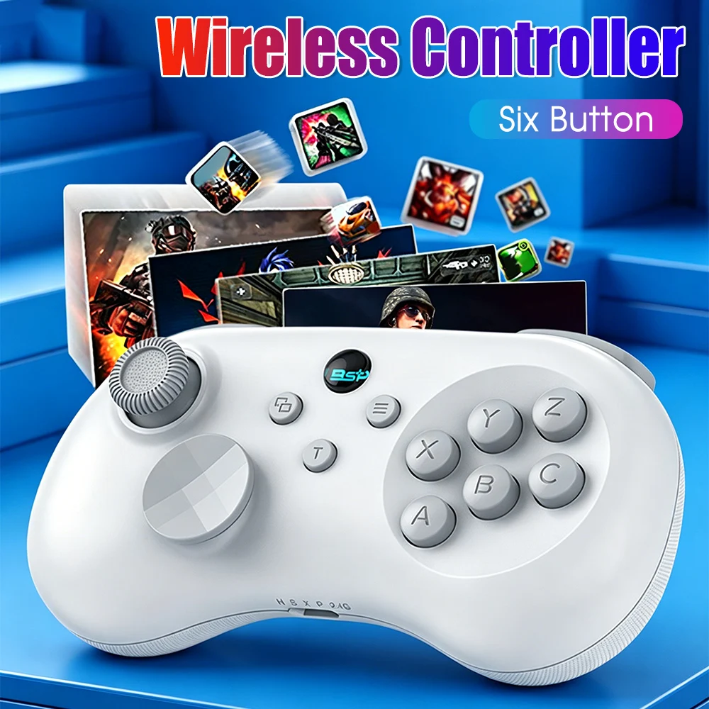 

Y04 Wireless Game Controller for PC/Switch/PS4 Hall Effect Joystick 6-Button Fighting Gamepad with Turbo Back Buttons BT Gamepad