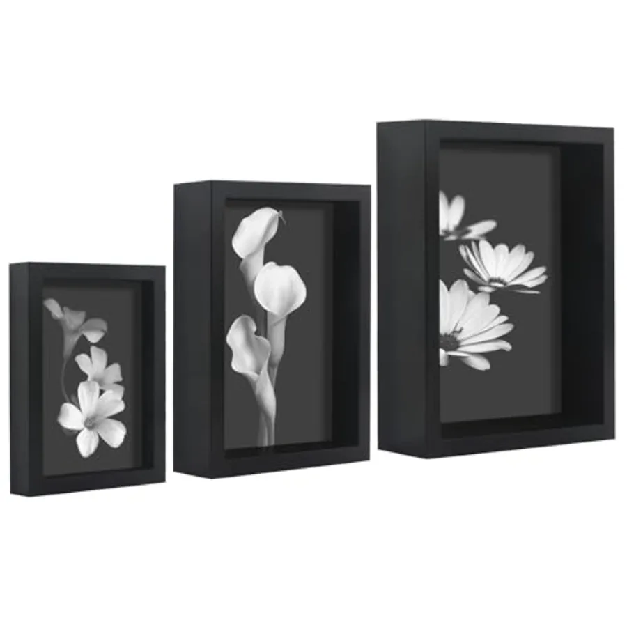 

Set of 3 Picture Frames - Includes 4x6, 5x7, Frames - Picture Frames with Deep Molding and Shatter-Resistant Glass for Tabletop