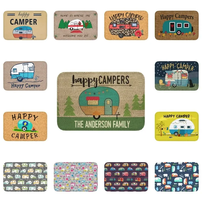 Happy Campers Wycieraczka Mata Antypoślizgowa Przygoda Camping Van Life Wejście Kuchnia Łazienka Sypialnia Dywanik 40 * 60 cm
