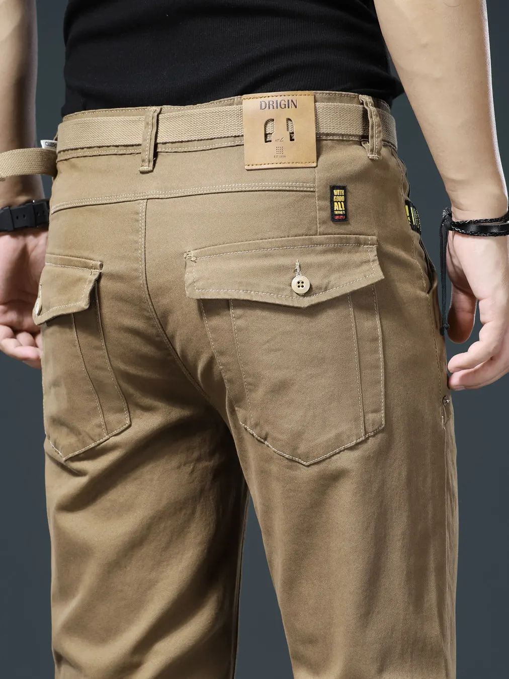 

Casual Pure Cotton Men's Jeans Elastic Versatile Autumn Sle Lightweight Luxury Stretchable Straight Leg Fit Busin Casual