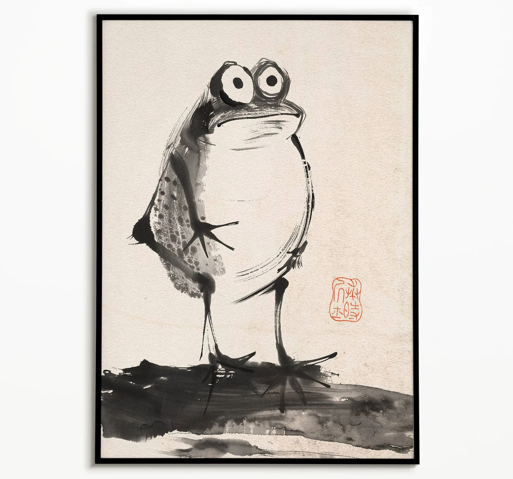 Vintage Ukiyoe Frog Canvas Poster Japanese Woodblock Print Cute Toad Wall Art Decorative Painting Room Home Decor