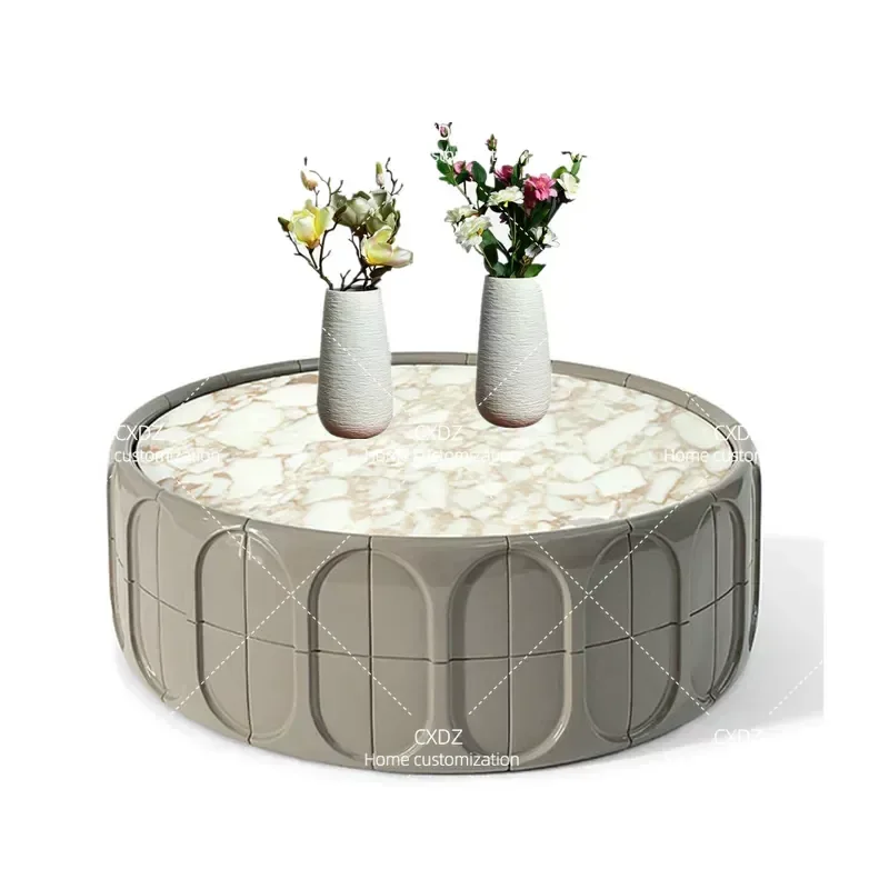 Modern Round Coffee Table Luxury Stone Top Small Living Room Furniture Simple High End Creative Tea Table for Apartment