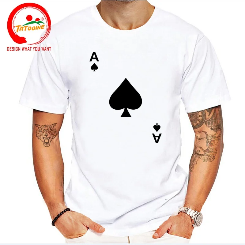 Ace of Spades Black Jack Cards Poker T Shirt Men Fashion Trendy Casual Clothing Stylish Tops Tee Shirt Leisure Tshirt Men's