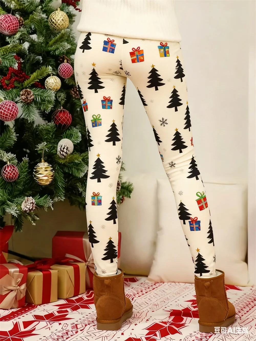 طماق المرأة ثلاثية الأبعاد نمط عيد الميلاد طباعة المرأة عالية الخصر السراويل الضيقة مرونة ممارسة اليوغا السراويل الرياضية الملابس النسائية #5