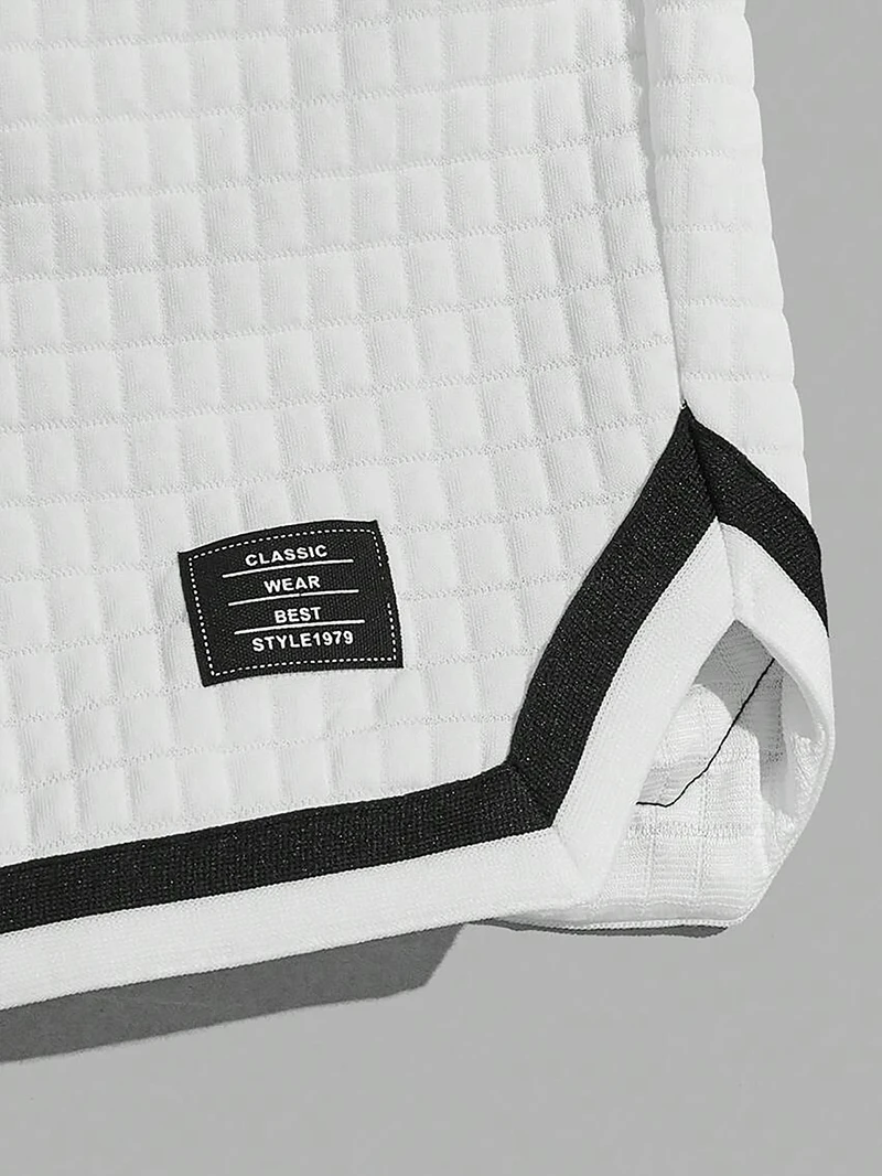 Herren Bubble-Waffel-Karo-Shorts, entspannte Passform, Kordelzug in der Taille, Kontrastbesatz, sommerliche Freizeitkleidung, sportliche Streetwear mit Taschen – Detail 10