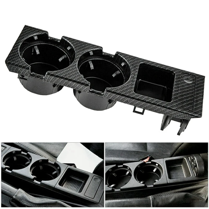 2X 51168217953 For BMW 3 Series E46 318I 320I 98-06 Carbon Fiber Center Console Water Cup Holder Coin Storage Box