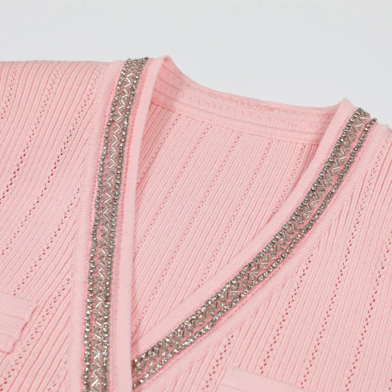 فستان صيفي محبوك بأكمام قصيرة ورقبة على شكل حرف V من CHUJIE 2025، فستان ضيق مطرز بقصة ضيقة، زي متعدد الاستخدامات عالي الجودة