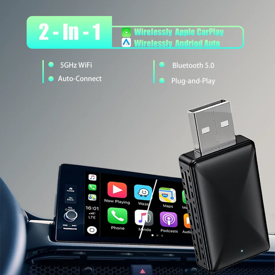 2024 New Mini Wireless CarPlay Android Auto Wireless Adapter For Kia Sportage K5 Carnival Picanto Soul Seltos Telluride Niro EV6