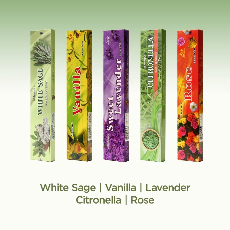 

Indian Agarbatti Incense Sticks 5 Scents Blend for Home Meditation/Yoga,Natural Sandalwood/Lavender rose incense sticks-asting