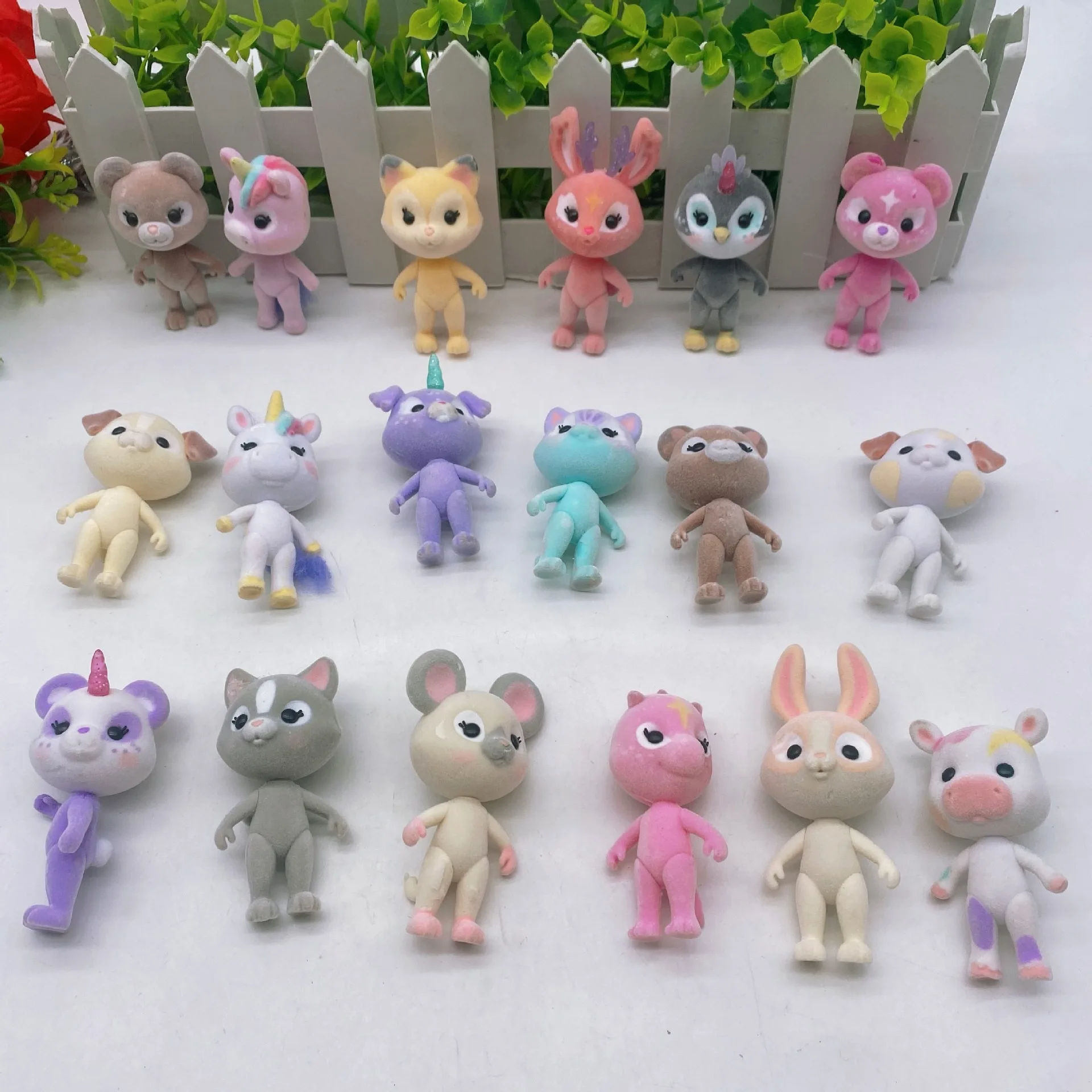 8pcs/A lot  Cute Flocking Animal Forest Animal Action Figure Children's Doll SH019