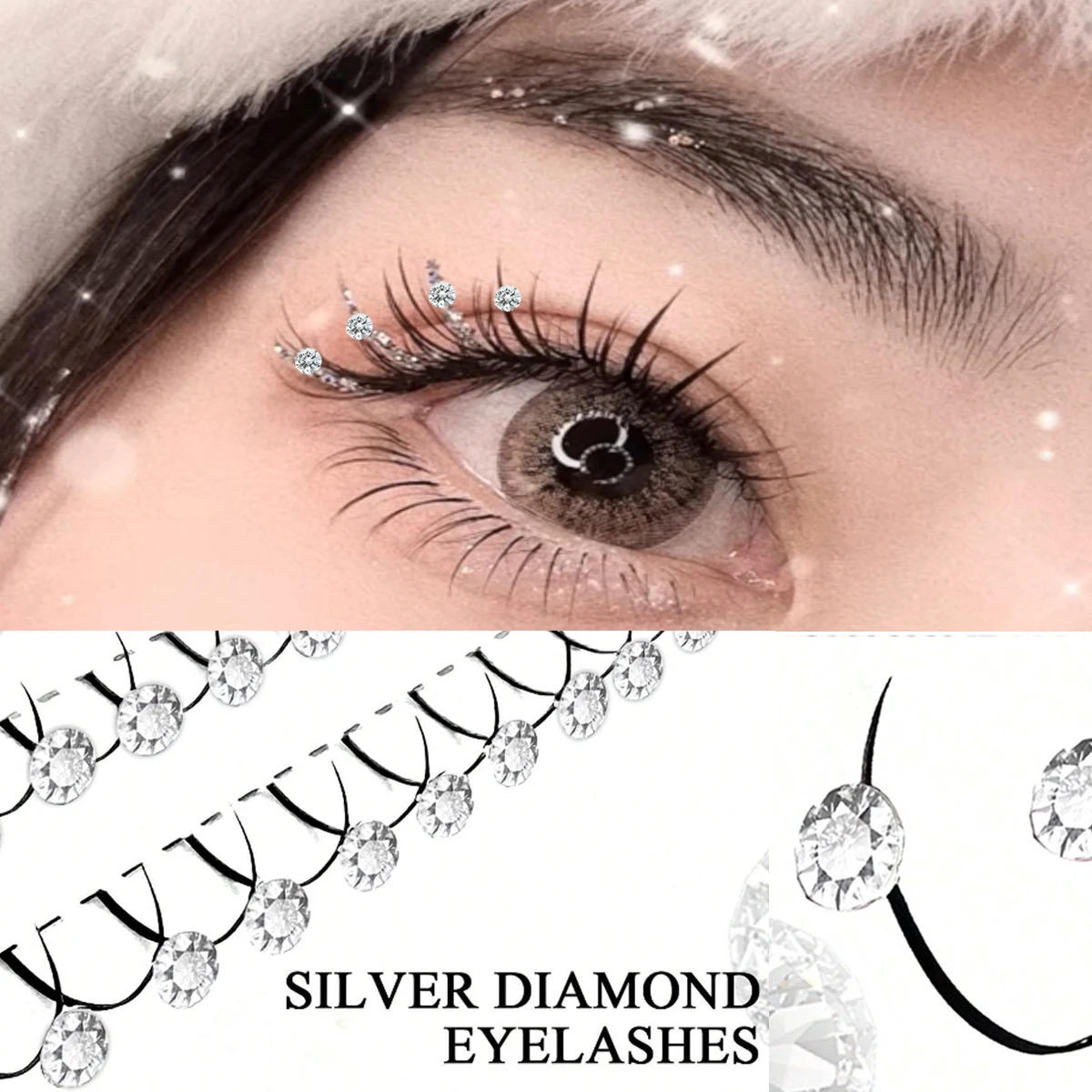 Silber Diamant falsche Wimpern verlängerung Glitter einzelne Wimpern für Party Make-up Nerz natürliche Fee Schönheit Wimpern Großhandel