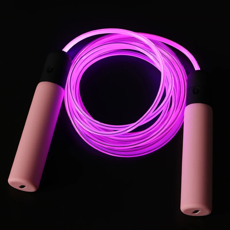 Upgraded Rechargeable Steel Built-in Fiber Optic Glowing Flashing Jump Ropes For Adults Kits Fun Fitness Exercise Skipping Rope