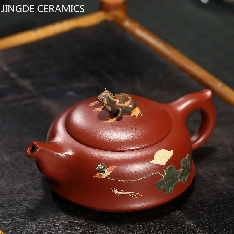 

Classic Yixing Purple Clay Teapot Master Handmade Lotus Pond Moonlit Pot Dahongpao Stone Scoop Tea Pot Chinese Tea Set Supplies