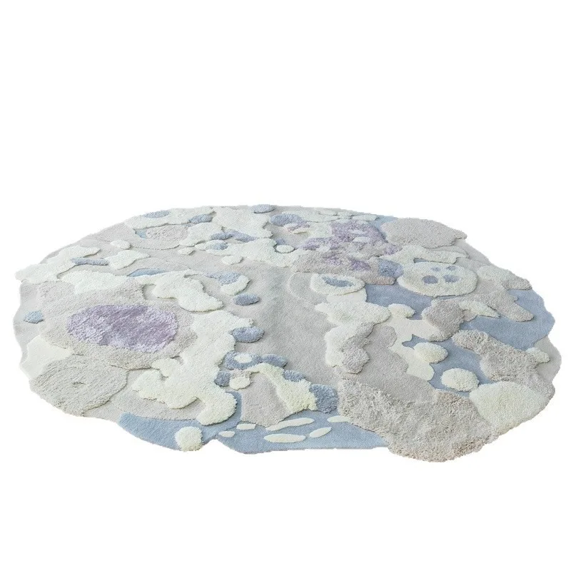 Cream wind tufted carpet living room contrasting color irregular bedroom study floor mat bedside non-slip carpet
