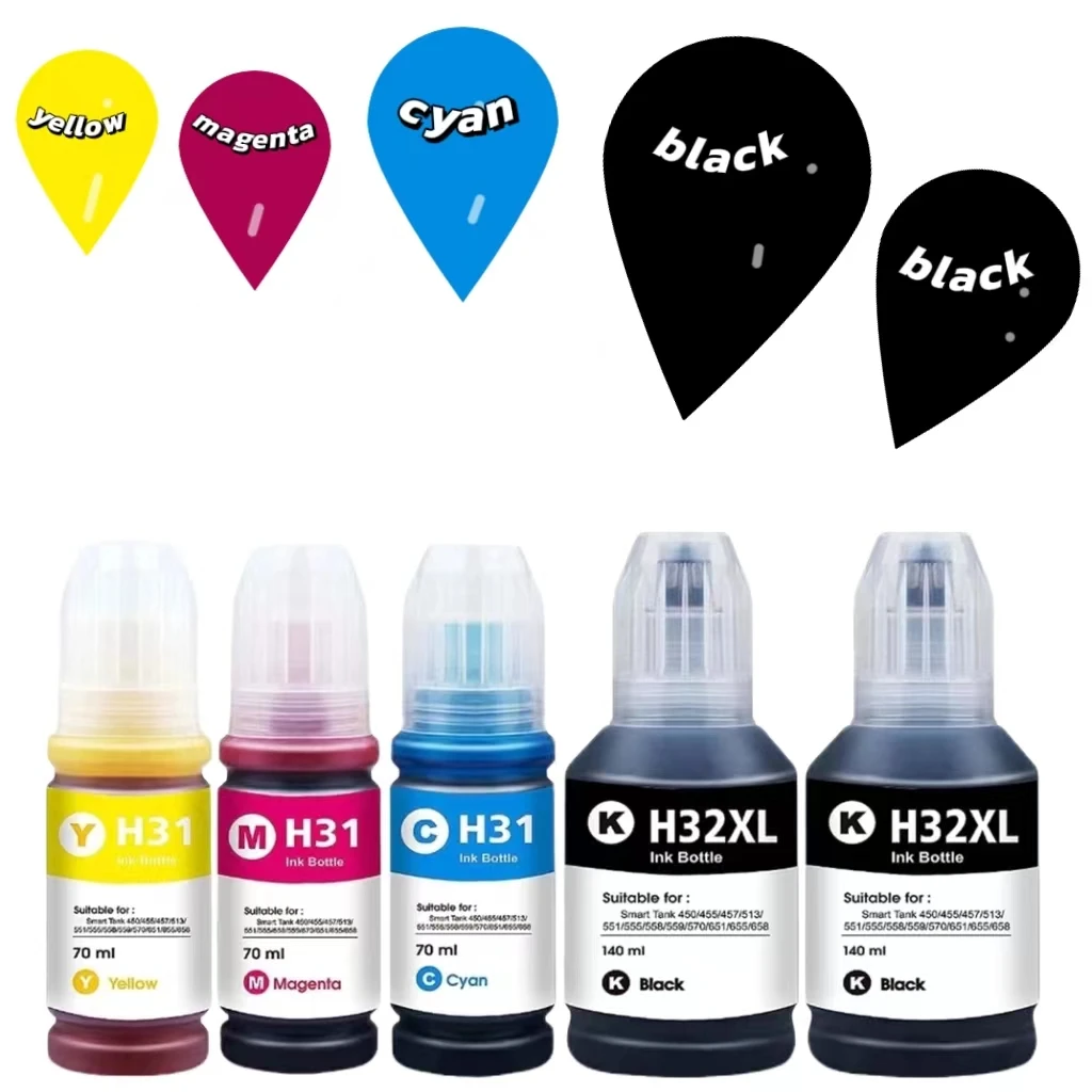 H31 H32XL Compatible ink bottles replacement for  for Smart Tank 510 513 515 536 539 551 555 559 570 655 455 457 Tintes Printers