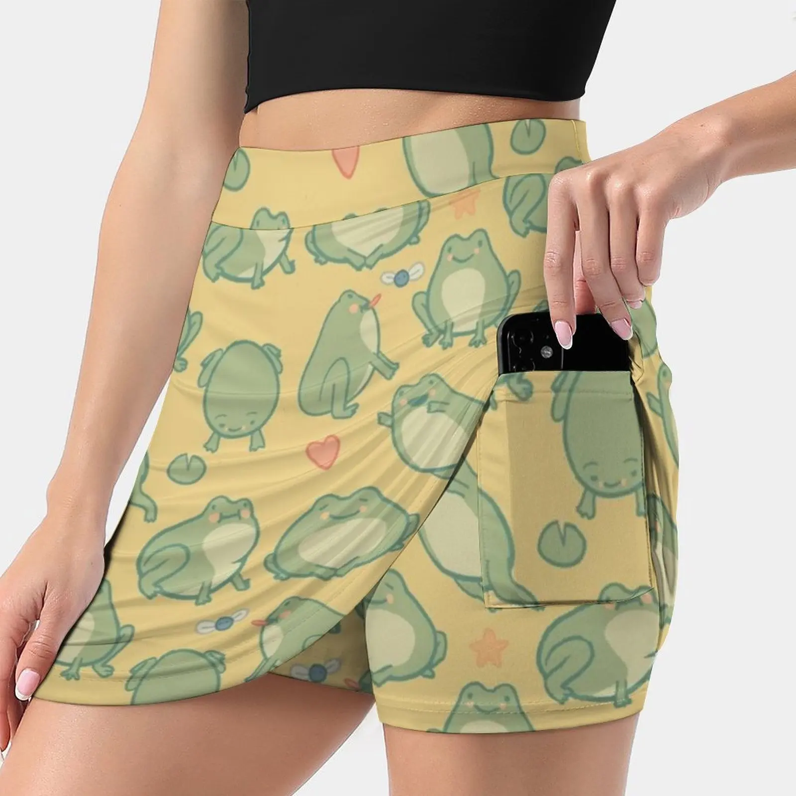 

Dumb Frog Pattern Women's skirt Y2K Summer Clothes 2022 Kpop Style Trouser Skirt With Pocket Frog Frogs