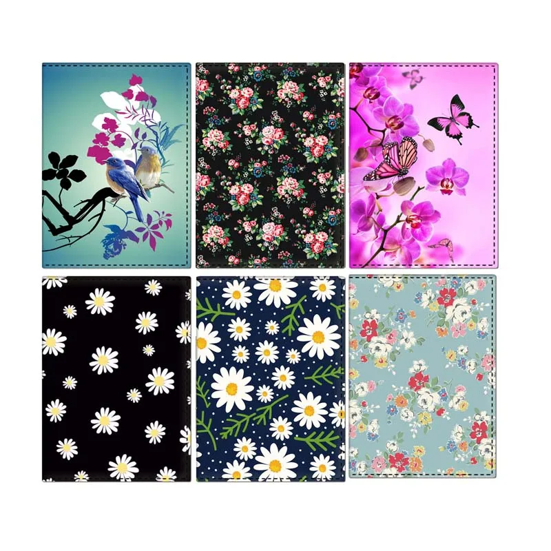 Flower Passport Cover Butterfly Credit Card Holder Women PU Leather Business Card Bag Ladies Passport Holder Girl Gift