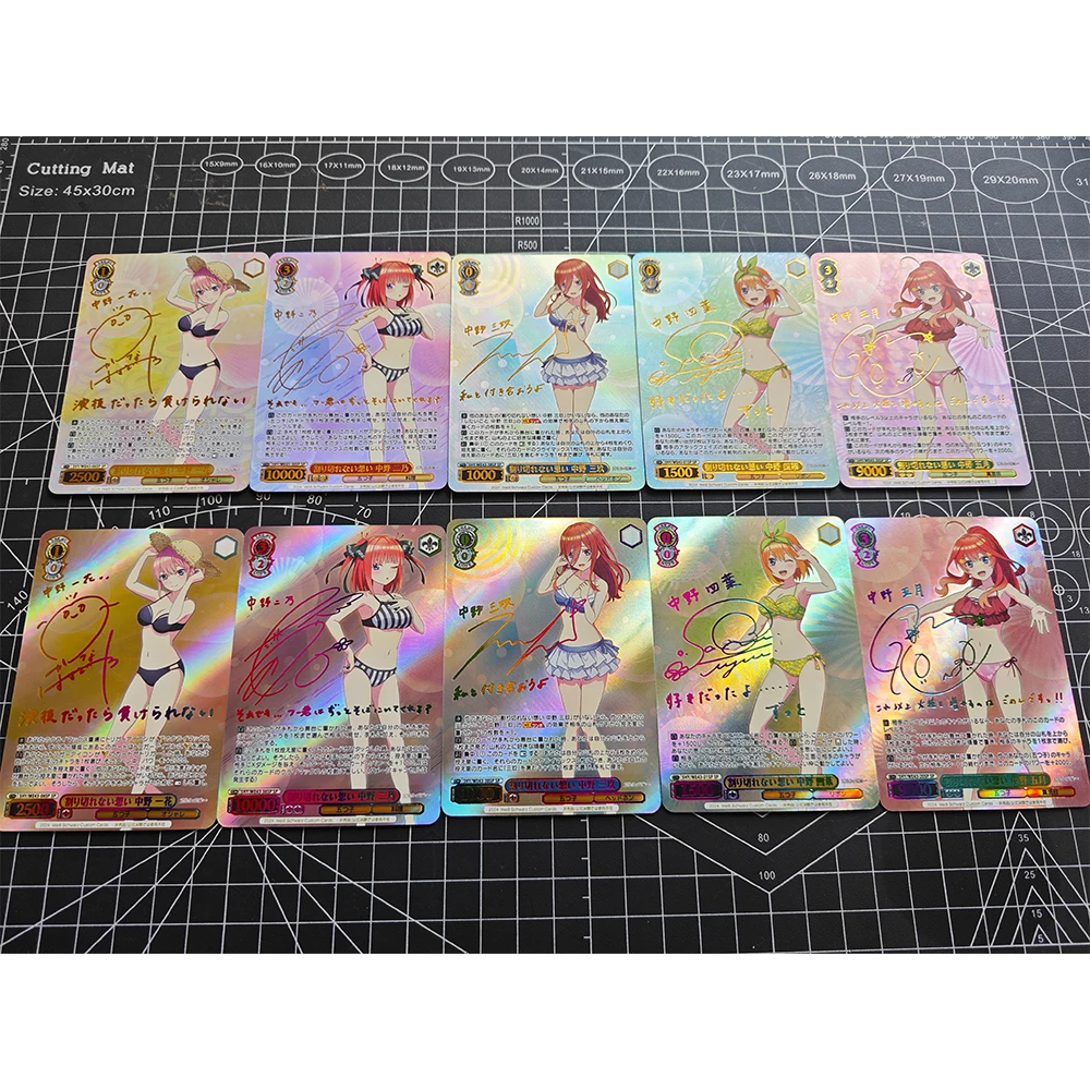 5Pcs/set Anime WS Collection Card The Quintessential Quintuplets Nakano Ichika Nakano Nino Refractive Color Flash Card Kid Gifts